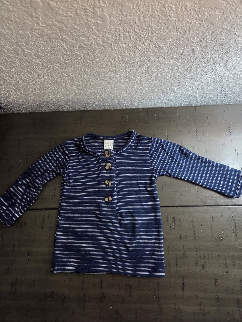 Lou Lou & Company Navy and White Striped Henley Pajama Top and Bottoms